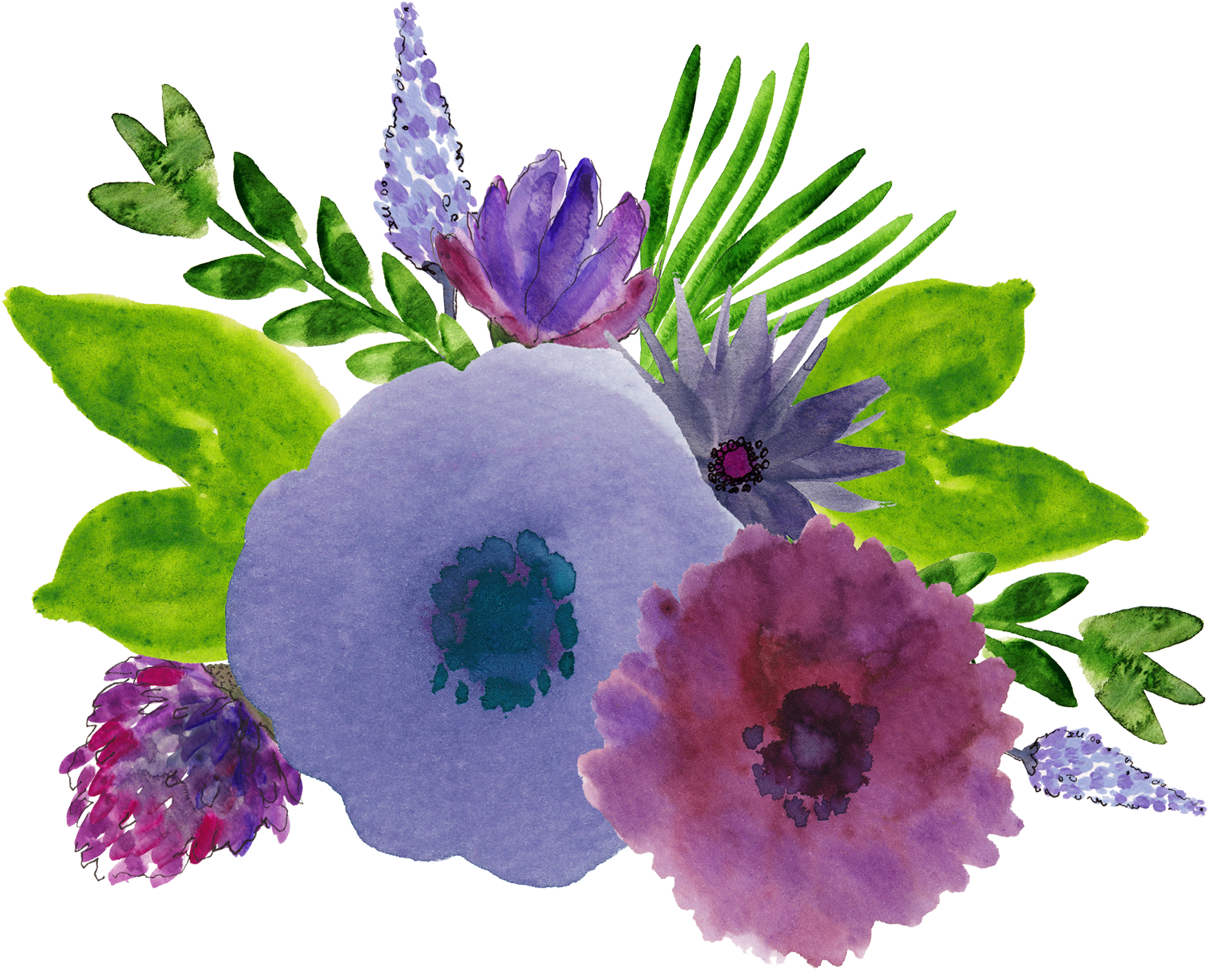 Jx ❤ Liked On Polyvore Featuring Backgrounds, Watercolor, - Purple And Green Watercolor Flowers (1800x1800), Png Download