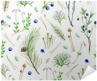 Posters Pine Forest Floral Seamless Pattern Watercolor - Illustration (400x400), Png Download