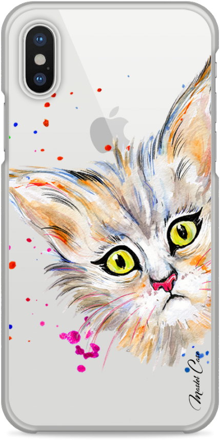 Coque Iphone X Summer Watercolor Cat - Smartphone (1230x900), Png Download