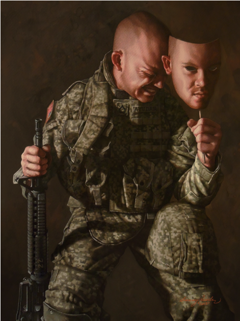 " Facing Ptsd" / © 2015 / Watercolor / 14" X 18" / - Danny Quirk Ptsd (630x630), Png Download