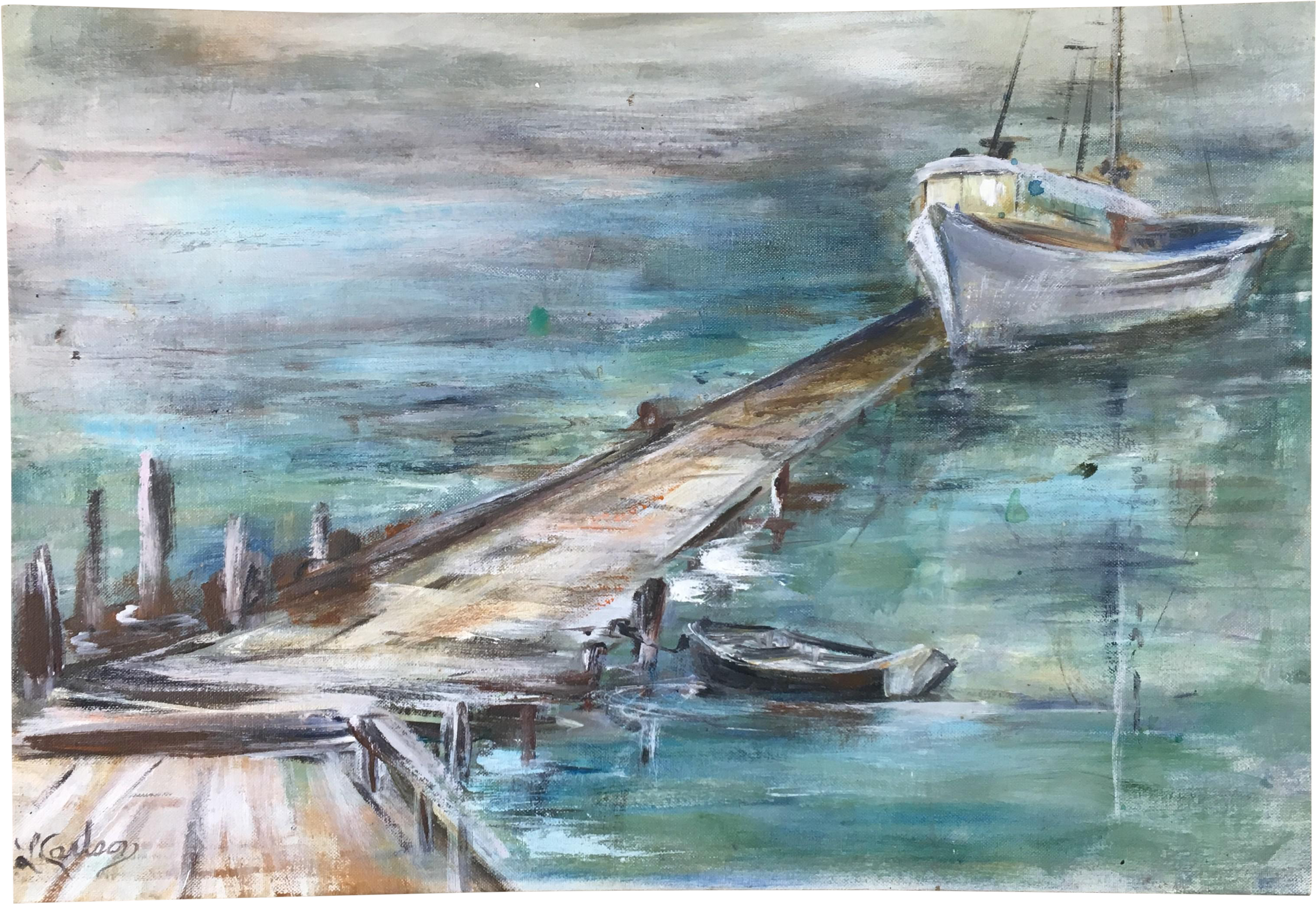 Pier Drawing Watercolor - Painting (3372x2317), Png Download