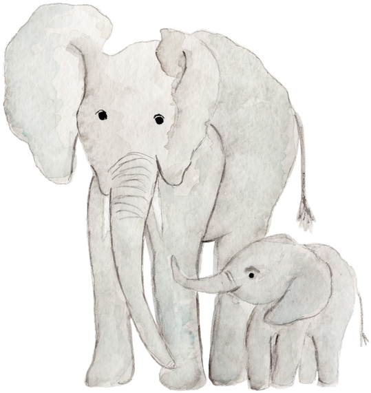 Mama And Baby Watercolor Elephant (768x960), Png Download