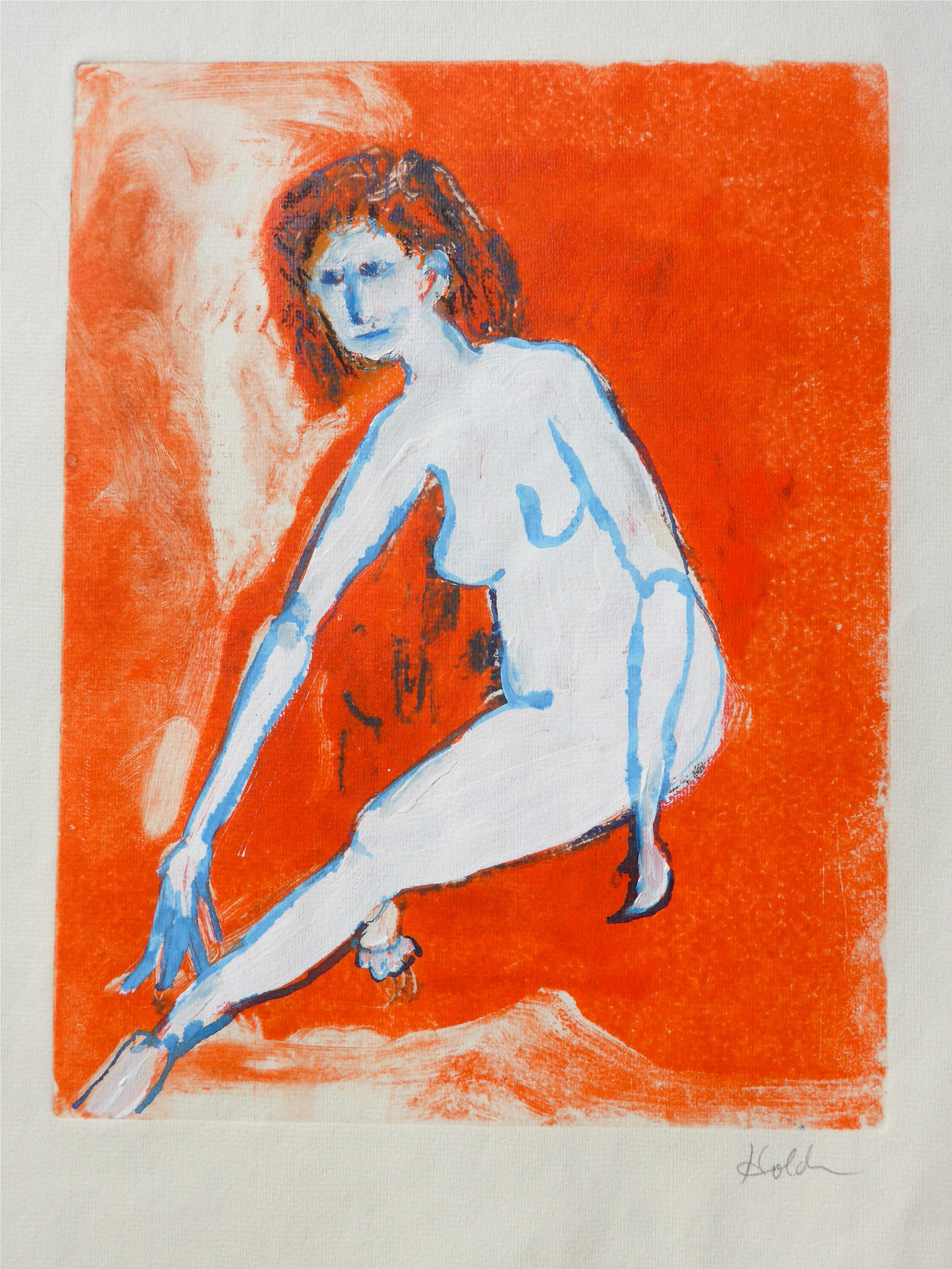 Model In Orange And - Watercolor Painting (3333x4444), Png Download