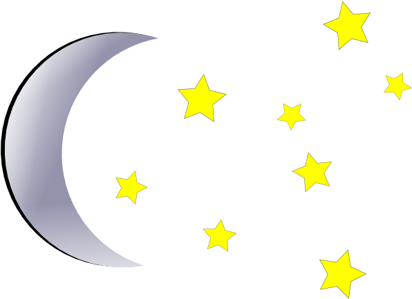 Moon And Stars Clip Art At Clker - Stars And Moon Png (600x452), Png Download