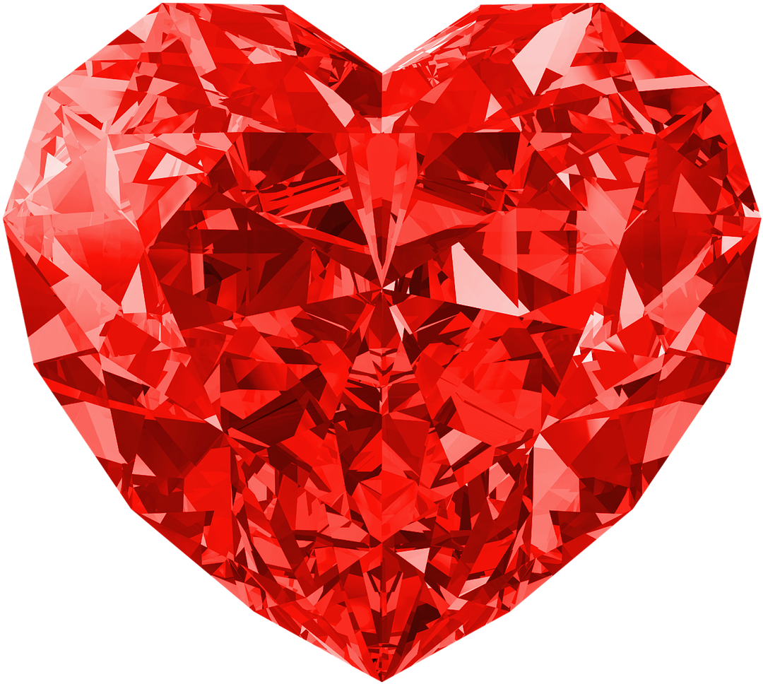Diamond Isolated Transparent Transparent D - Red Heart Diamond Png (391x340), Png Download