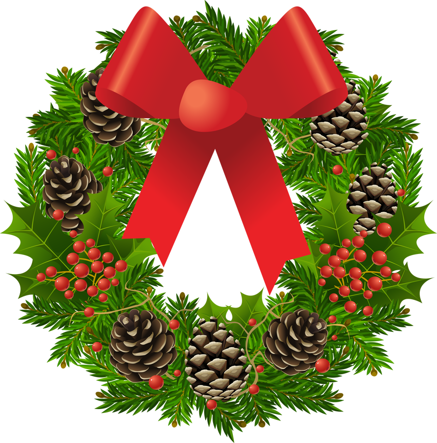 Transparent Christmas Wreath Clipart Picture - Christmas Wreath Clipart Png (885x897), Png Download