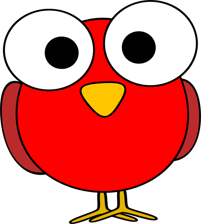Bird Owl Eye Animal Silhouettes Youtube - Red Cartoon Bird (673x750), Png Download
