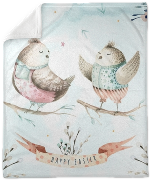 Hand Drawing Easter Watercolor Flying Cartoon Bird - Drawing (400x400), Png Download