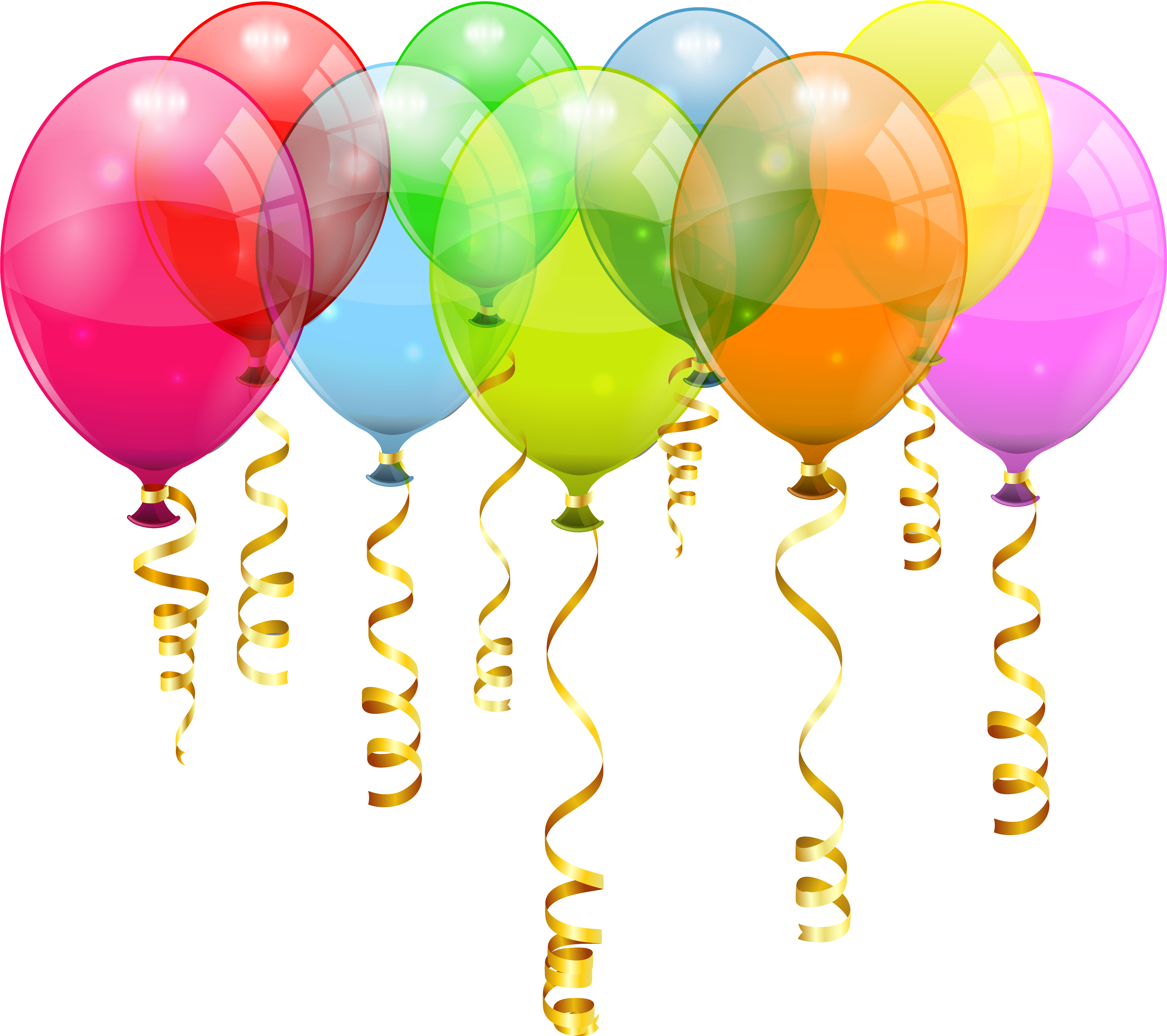 Colorful 5 Balloons Bunch - Birthday Balloon Clipart Png (6298x5591), Png Download