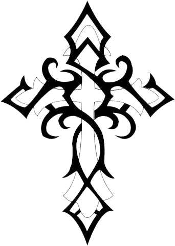 Cross Gothic Tattoo Png - Tribal Cross Tattoo (650x480), Png Download