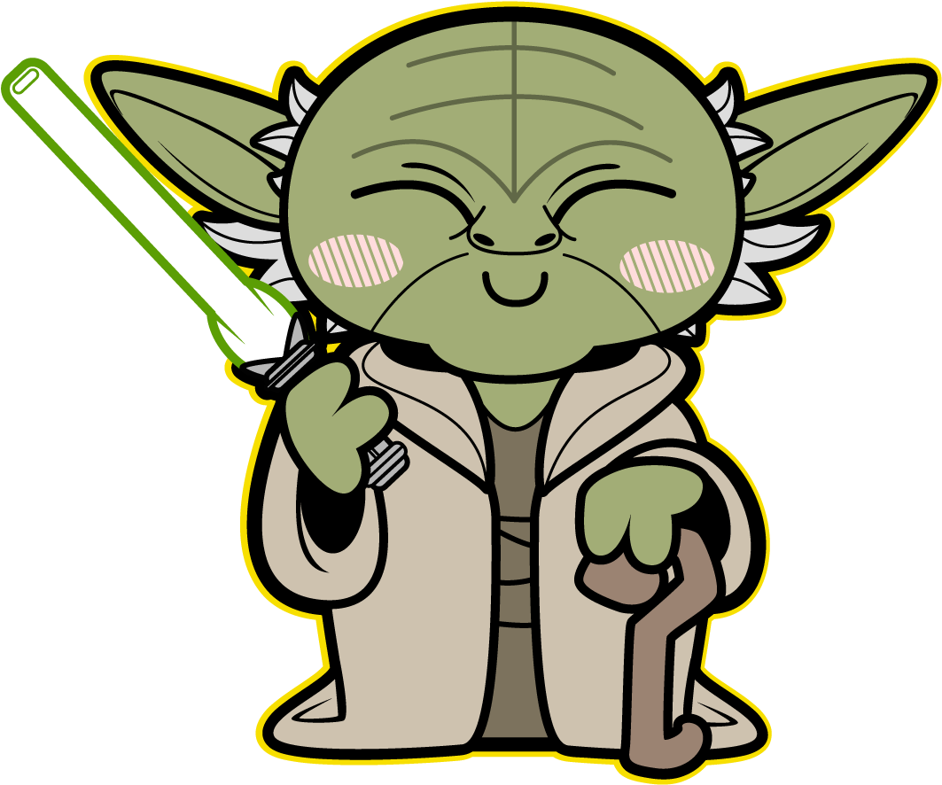 Kawaii Yoda - Caricatura Star Wars Personajes (500x503), Png Download