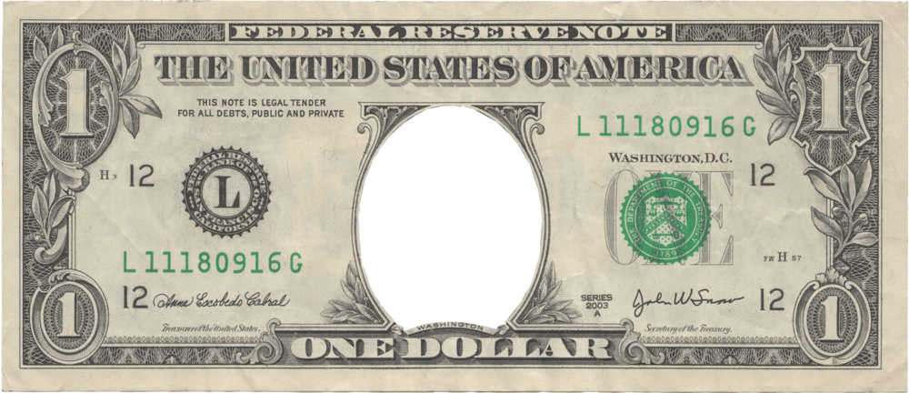 1 Dollar Bill Png Png - 1979 Dollar Bill (1000x432), Png Download