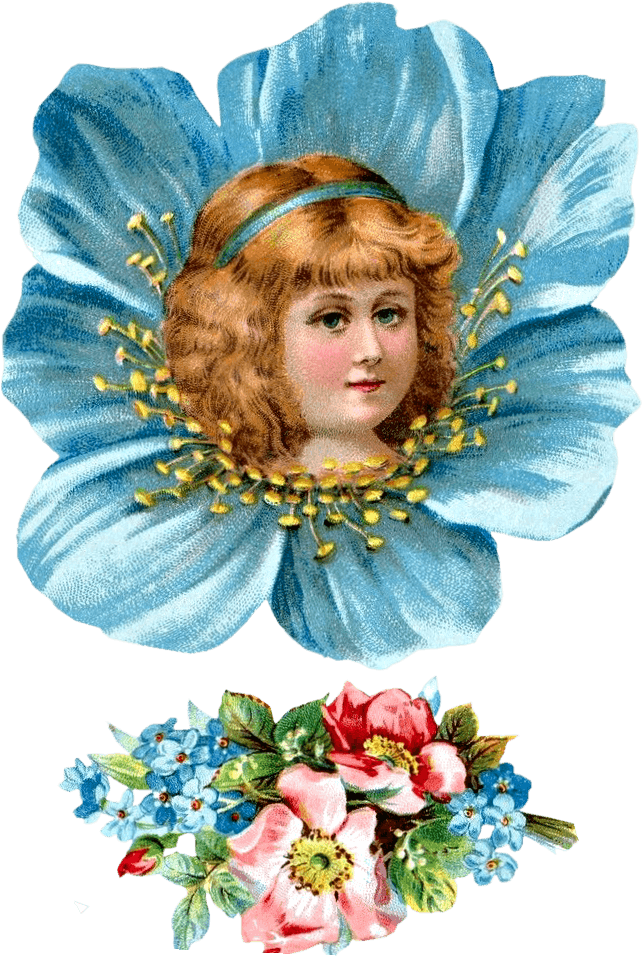 Free Victorian Flower Girl Head Clipartplace - Florist Girl Vintage Png (643x956), Png Download