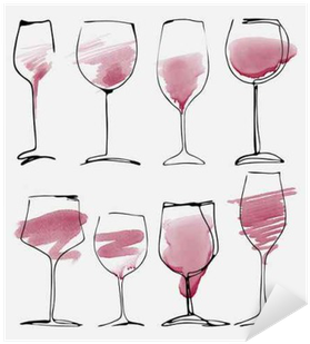 Wine Glass Set - Watercolor Wine (400x400), Png Download