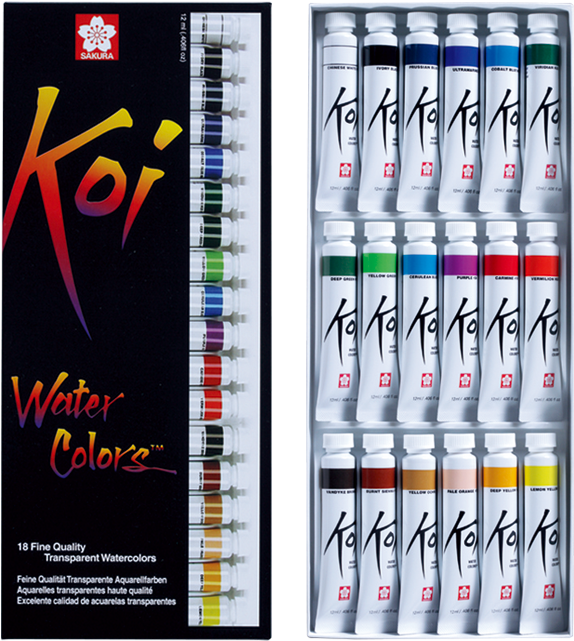 Koi Water Colors - Koi Watercolor Tubes 18 (890x700), Png Download