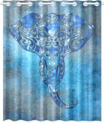 A Blue Watercolor Elephant Portrait In Denim Look New (500x500), Png Download