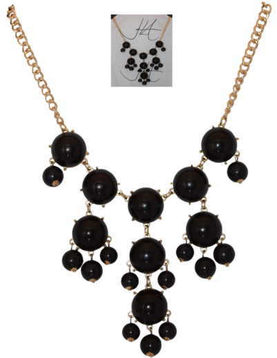 Black Bangles On Gold Necklace Png Stock By Mom-espeace - Ily Couture Navy Bubble Necklace (400x531), Png Download