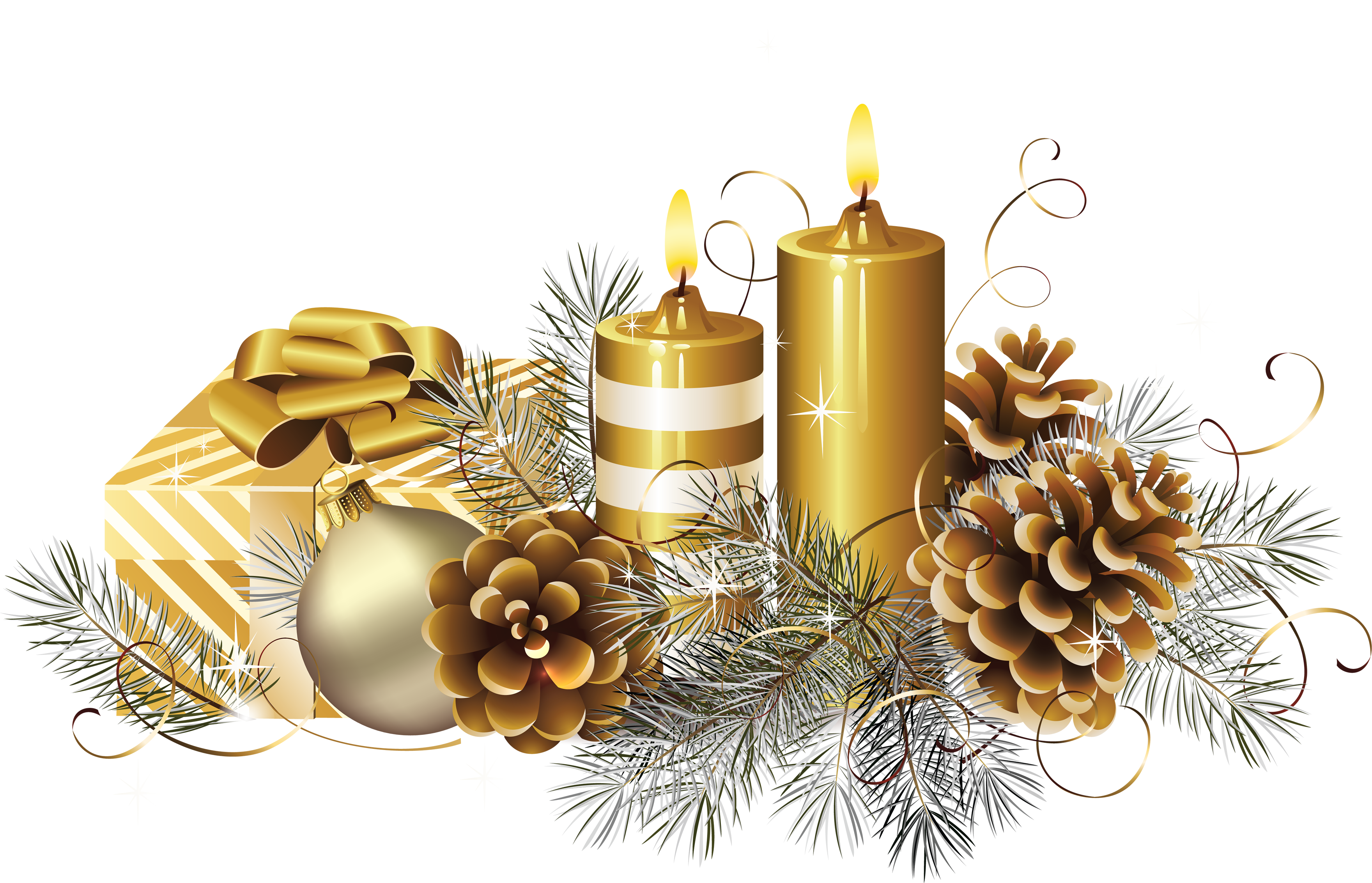 Christmas Candle's Png Image (3519x2264), Png Download