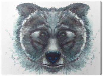 Painted Drawing With Watercolor Head Of A Bear Portrait - Desenho Pintado De Aquarela (400x400), Png Download