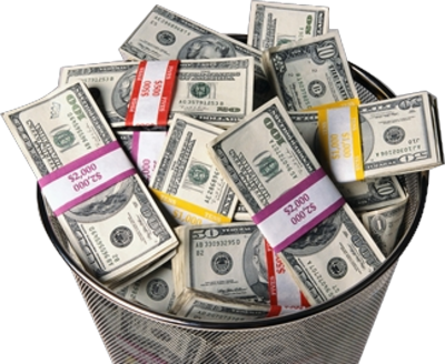 Tax Board's Furniture Bill Skyrockets - Money In Garbage Can (400x328), Png Download