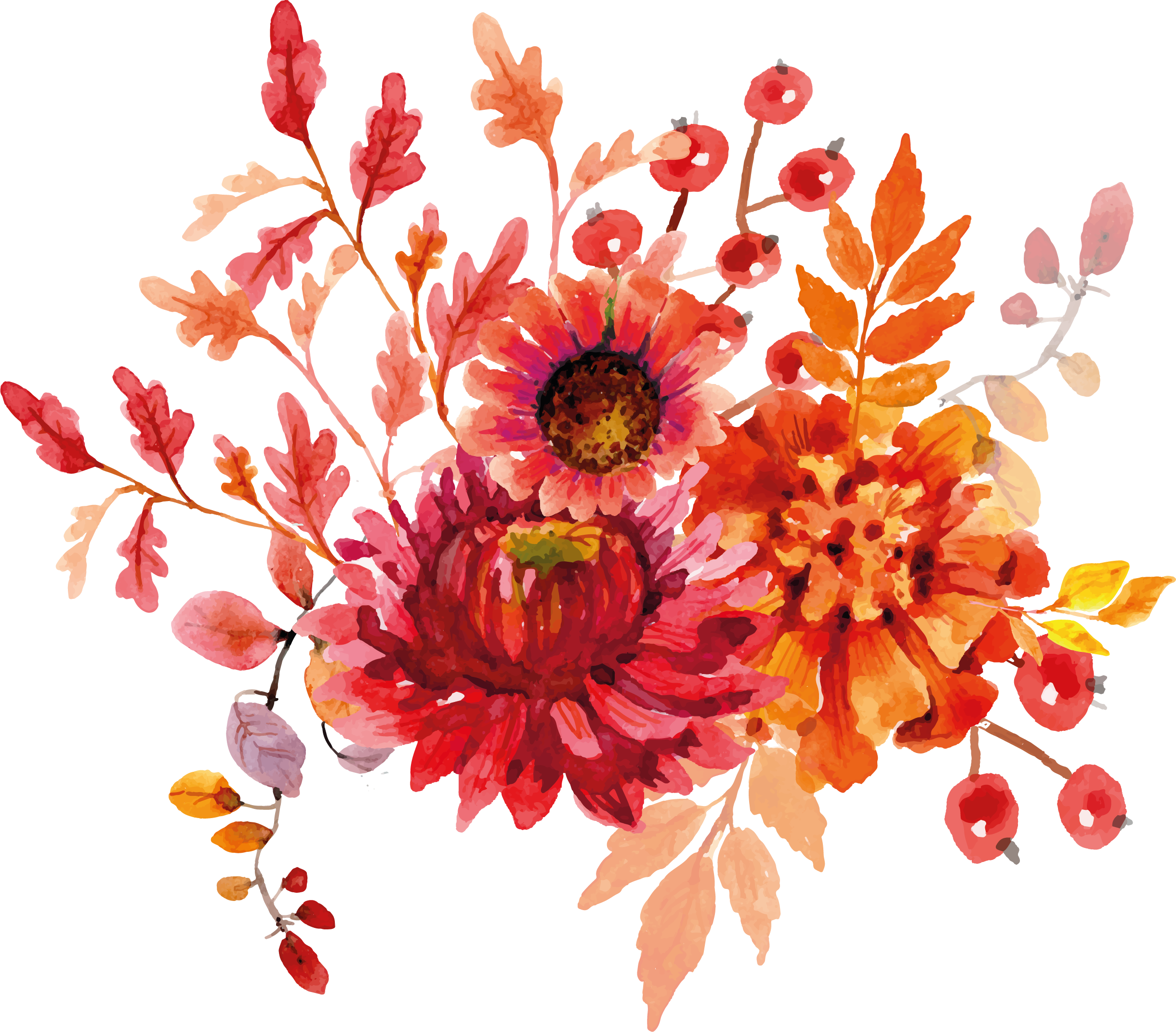 Flower Design Watercolor Png (2441x2142), Png Download