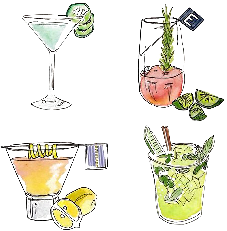 Png Royalty Free Stock Garnish Juice Painting Transprent - Drawing Of A Cocktail (500x500), Png Download