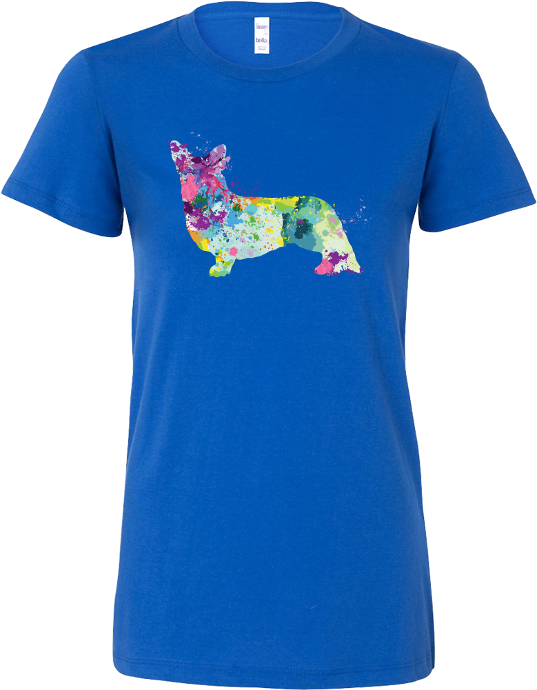 Welsh Corgi Cardigan In Watercolor Women's O-neck - T-shirt (1000x1000), Png Download