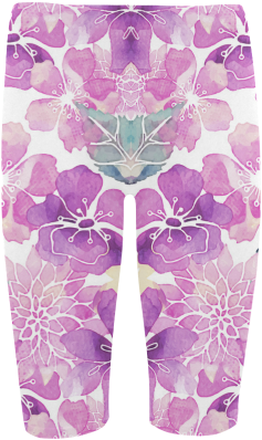 Watercolor Flower Pattern Hestia Cropped Leggings - Blue Green Watercolor Flower Pattern Beach Towel (500x500), Png Download