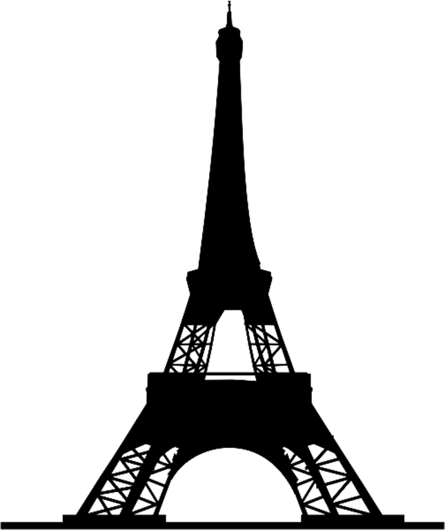 Art Eiffel Tower Outline - Eiffel Tower Silhouette Png (645x768), Png Download