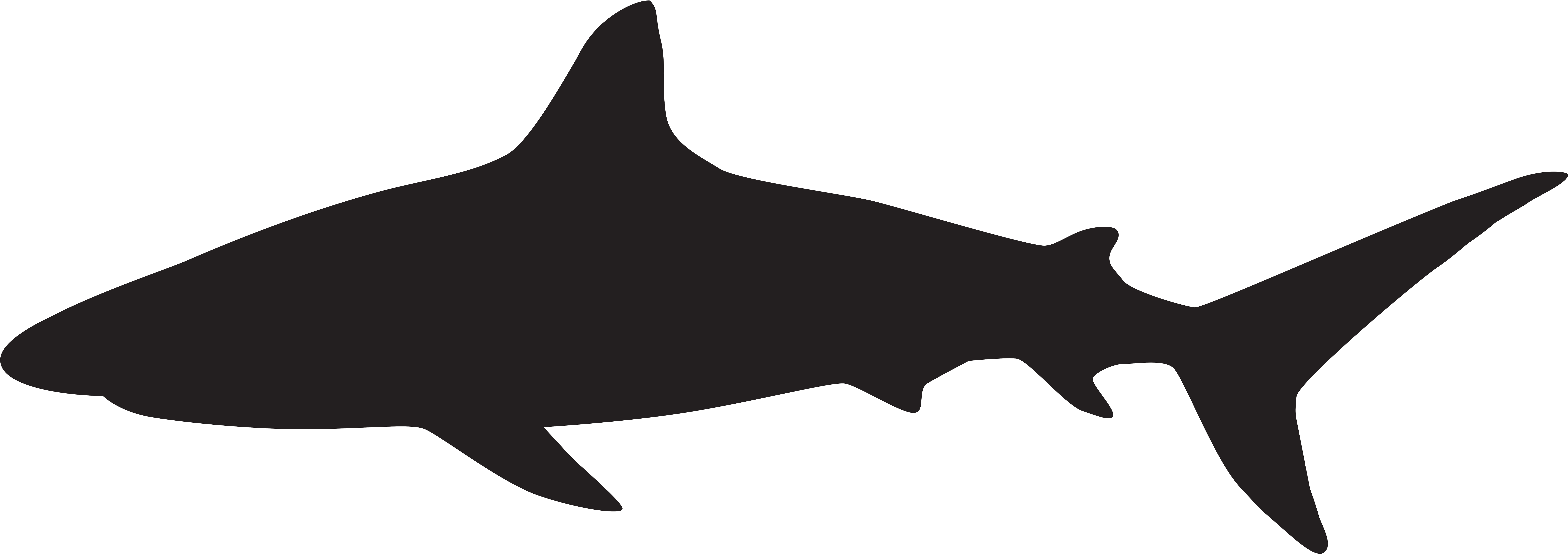 Shark Silhouette Png Clip Art Image - Shark Silhouette Png (8000x2808), Png Download