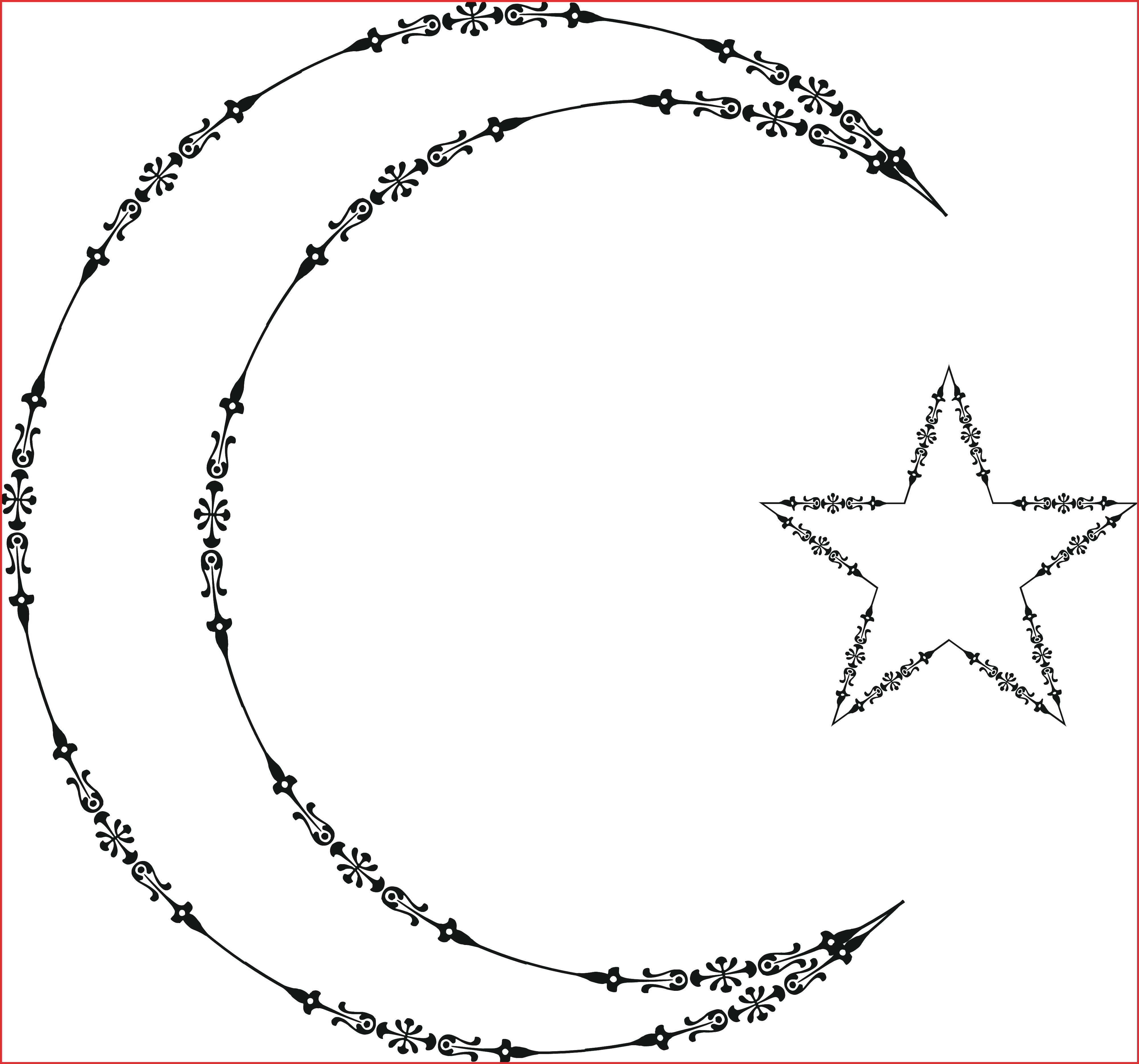 Inspirational Fancy Border Png - Star And Crescent (4000x3737), Png Download