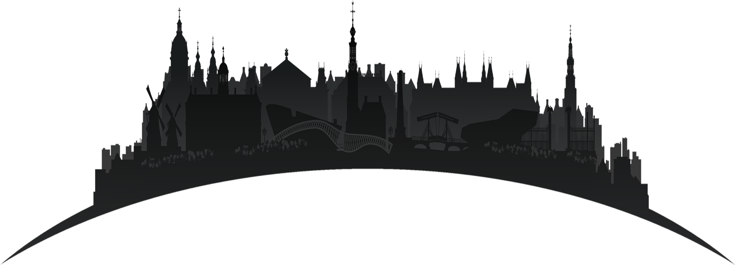Amsterdam Skyline Silhouette At Getdrawings - Amsterdam Png Silhouette (2644x920), Png Download