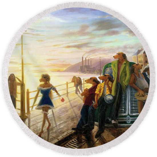 Round Beach Towel - Painting (550x550), Png Download