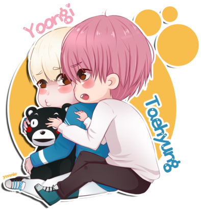 Facial Expression Cartoon Human Hair Color Anime Male - Bts V And Suga Chibi (400x421), Png Download