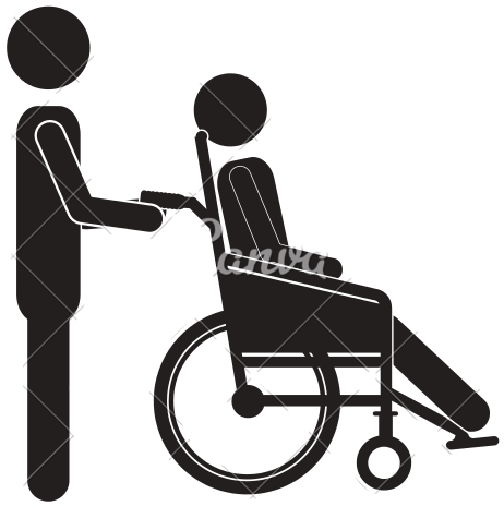 Banner Black And White Library Collection Of High Quality - Pushing A Wheelchair Clipart (550x550), Png Download