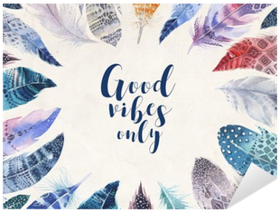 Hand Drawn Watercolor Paintings Vibrant Feather Background - Official Kristina Kvilis Feathers Good Vibes Soft Gel (400x400), Png Download