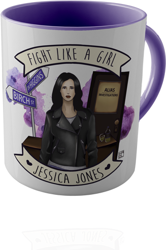 Fight Like A Girl > Jessica Jones - Coffee Cup (600x600), Png Download
