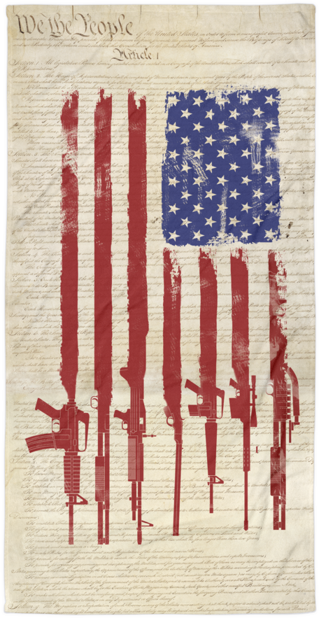 Us Constitution Gun Flag Beach Towel (1000x1000), Png Download