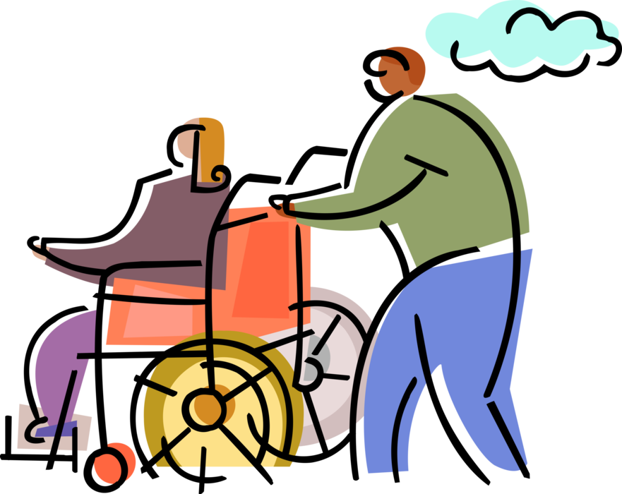 Vector Illustration Of Hospital Patient In Handicapped - Illustration (881x700), Png Download