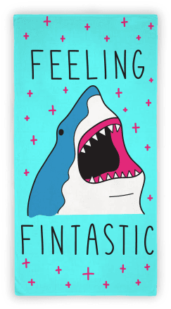 Feeling Fintastic Beach Towel - Christmas Shark Puns (484x484), Png Download