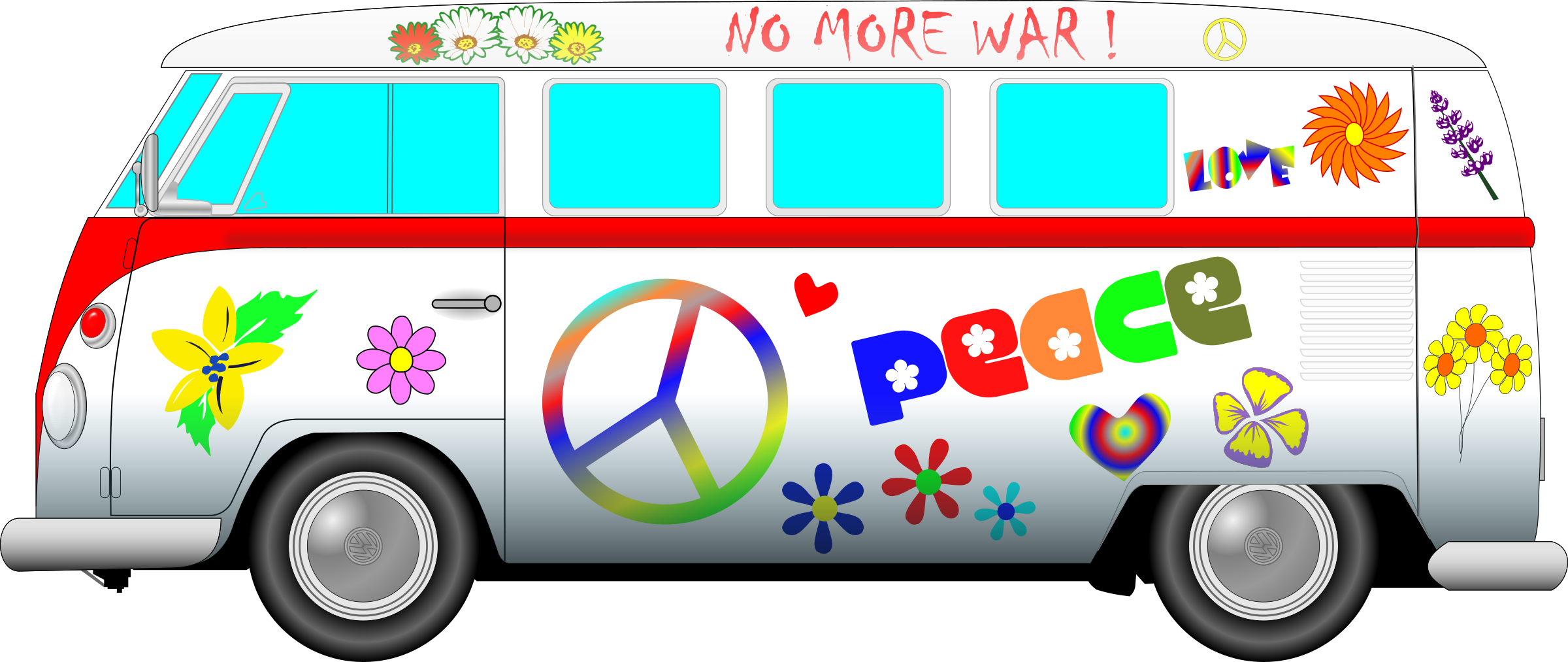 Flowers Watercolor Painting Transprent Png Free Download - Hippie Vw Van Vector (1777x750), Png Download