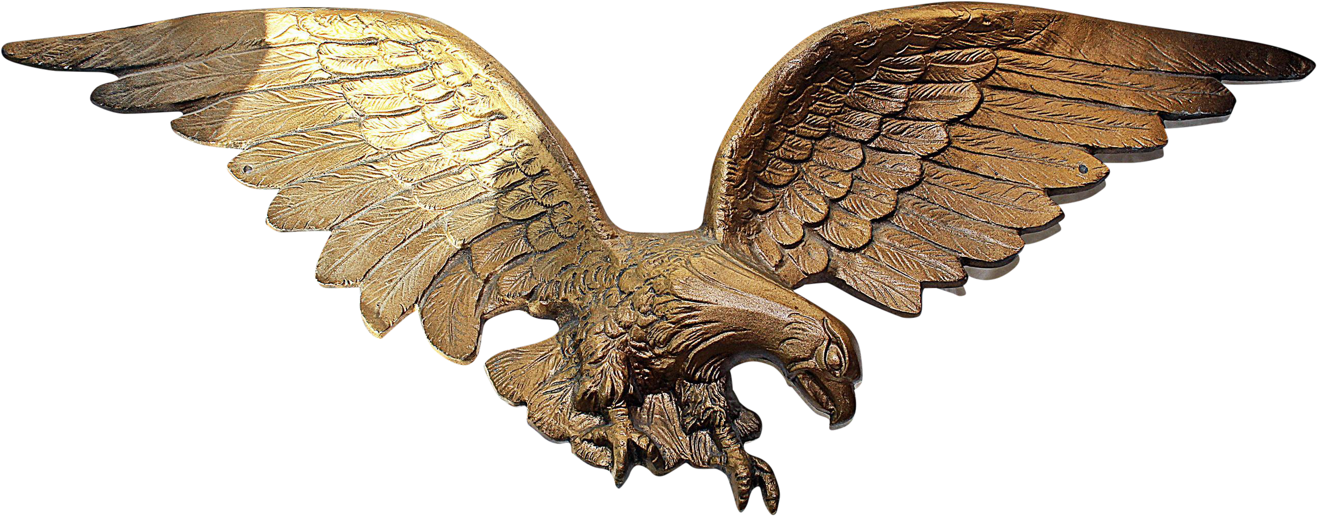 Gold Cast Metal Eagle Wall Mount - Metal Eagle Png (2852x1118), Png Download