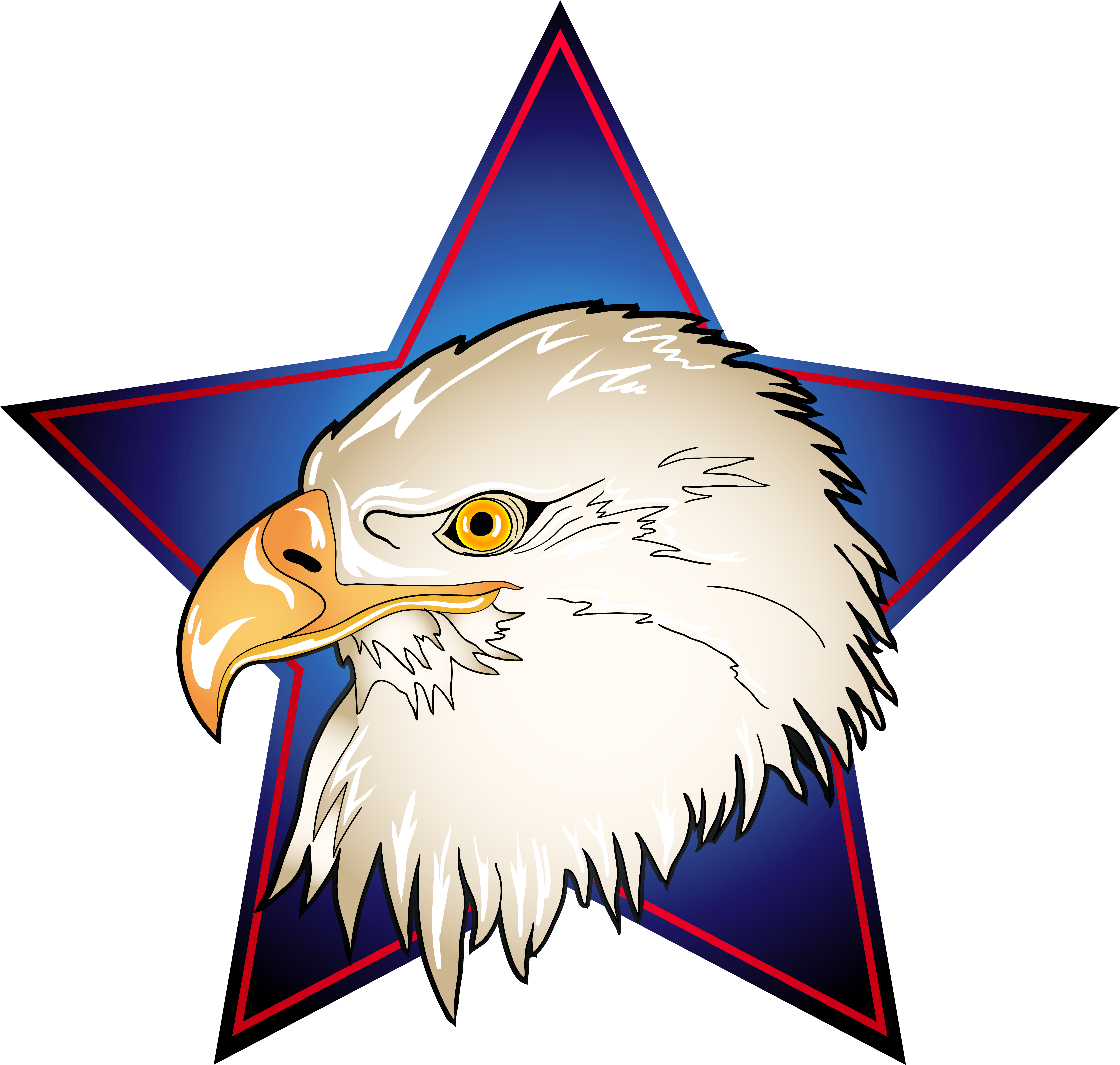 Eagle Head In Blue Star Transparent Png Clip Art Image (7267x6913), Png Download