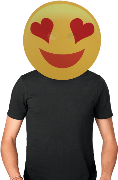 Bobble Hedz Smiling Emoji Mask - T-shirt (408x650), Png Download