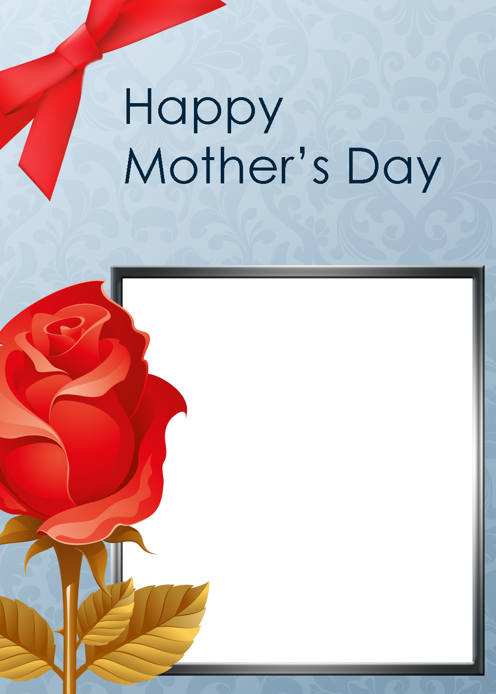 Red Rose Photo Card - Mother's Day Card Frame (1000x1400), Png Download
