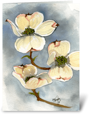 Dogwoods Greeting Card - Dogwoods (350x396), Png Download