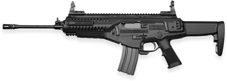 Arx100 With Collapsed Stock - Assault Rifle Facing Left (1005x482), Png Download