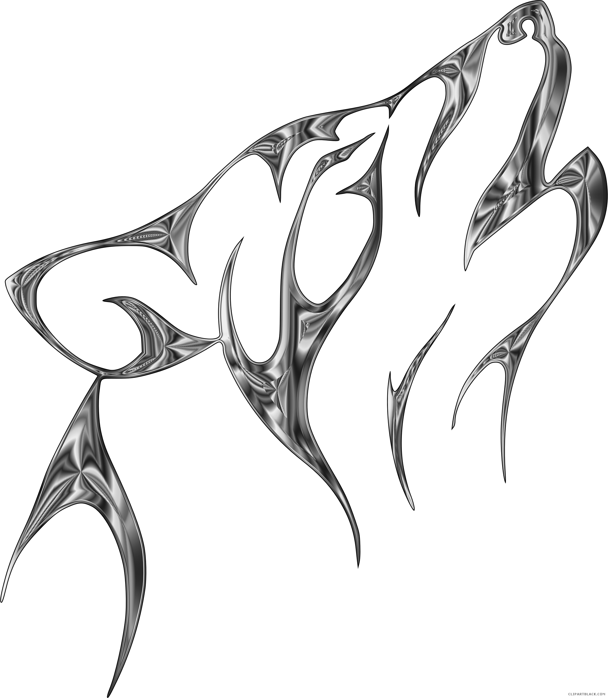 Silver Wolf Animal Free - Wolf Clip Art Black And White (2044x2346), Png Download