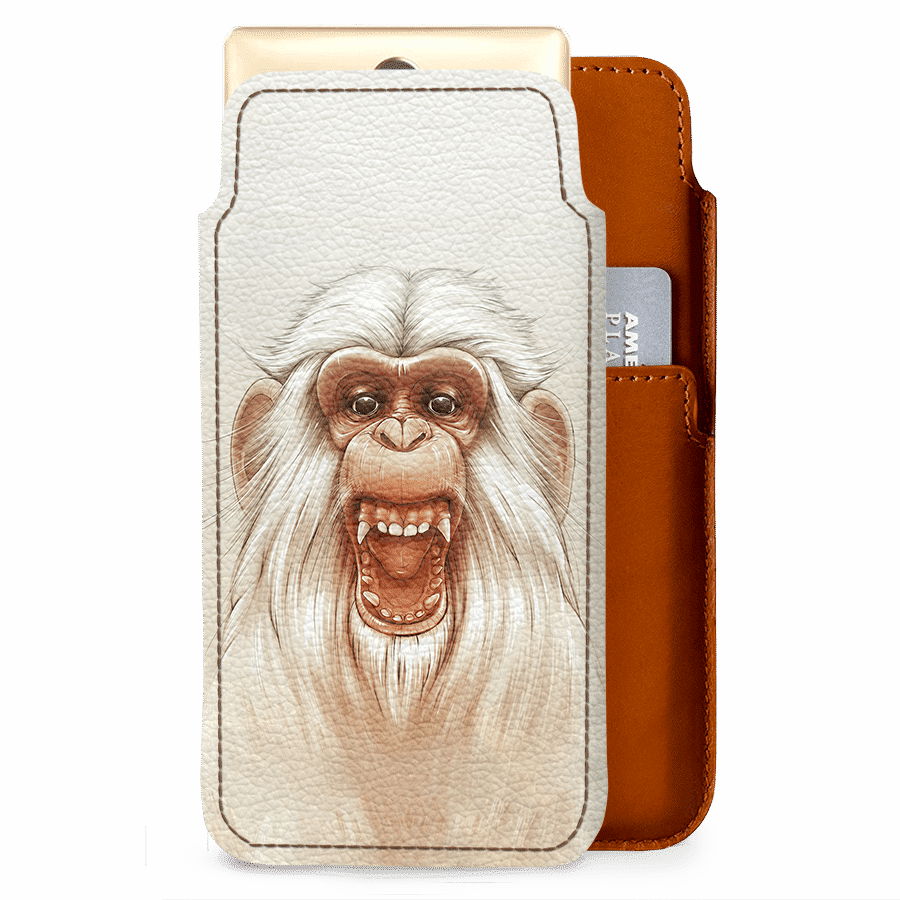 Dailyobjects Twam Monkey Real Leather Sleeve Case Cover - White Angry Monkey Art Print - Mini (900x900), Png Download