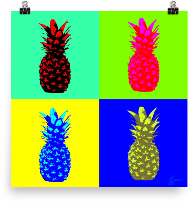 Image Of Andy Warhol Inspired Pineapple Wall Art - Art (1000x1000), Png Download